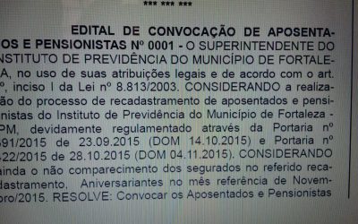 Convocação de servidores aposentados e pensionistas que fazem aniversário em novembro
