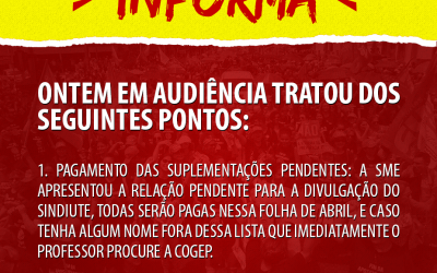 O SINDIUTE informa que ontem em audiência tratou dos seguintes pontos